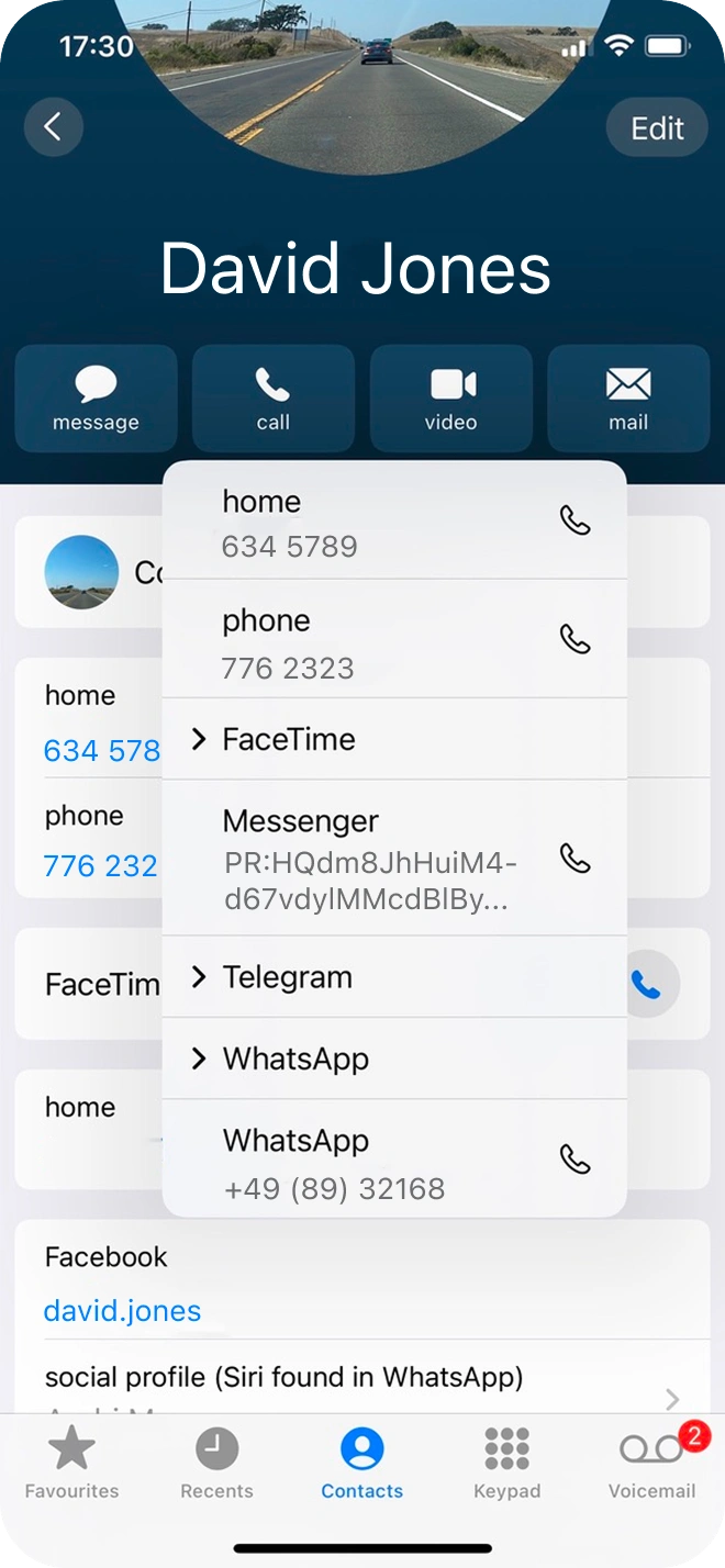 Contact card